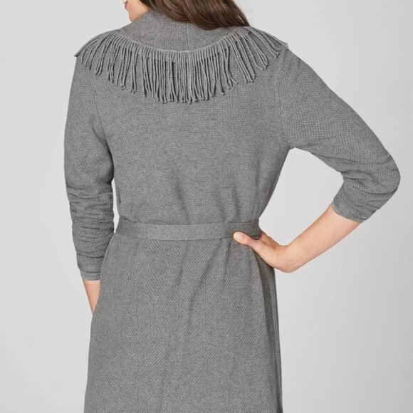 J. Jill Fringed Wrap Gray Cardigan - Picture 3 of 5
